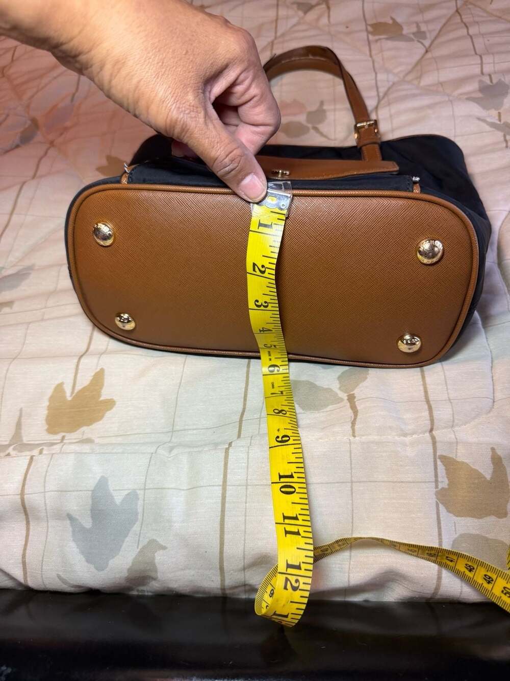 Michael Kors Black Nylon and Brown Saffiano Leather Tote Bag - Picture 12 of 15